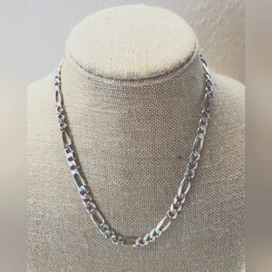 Milor Sterling Silver Heavy Thick Figaro Chain Necklace 20" Italy 7.5 mm